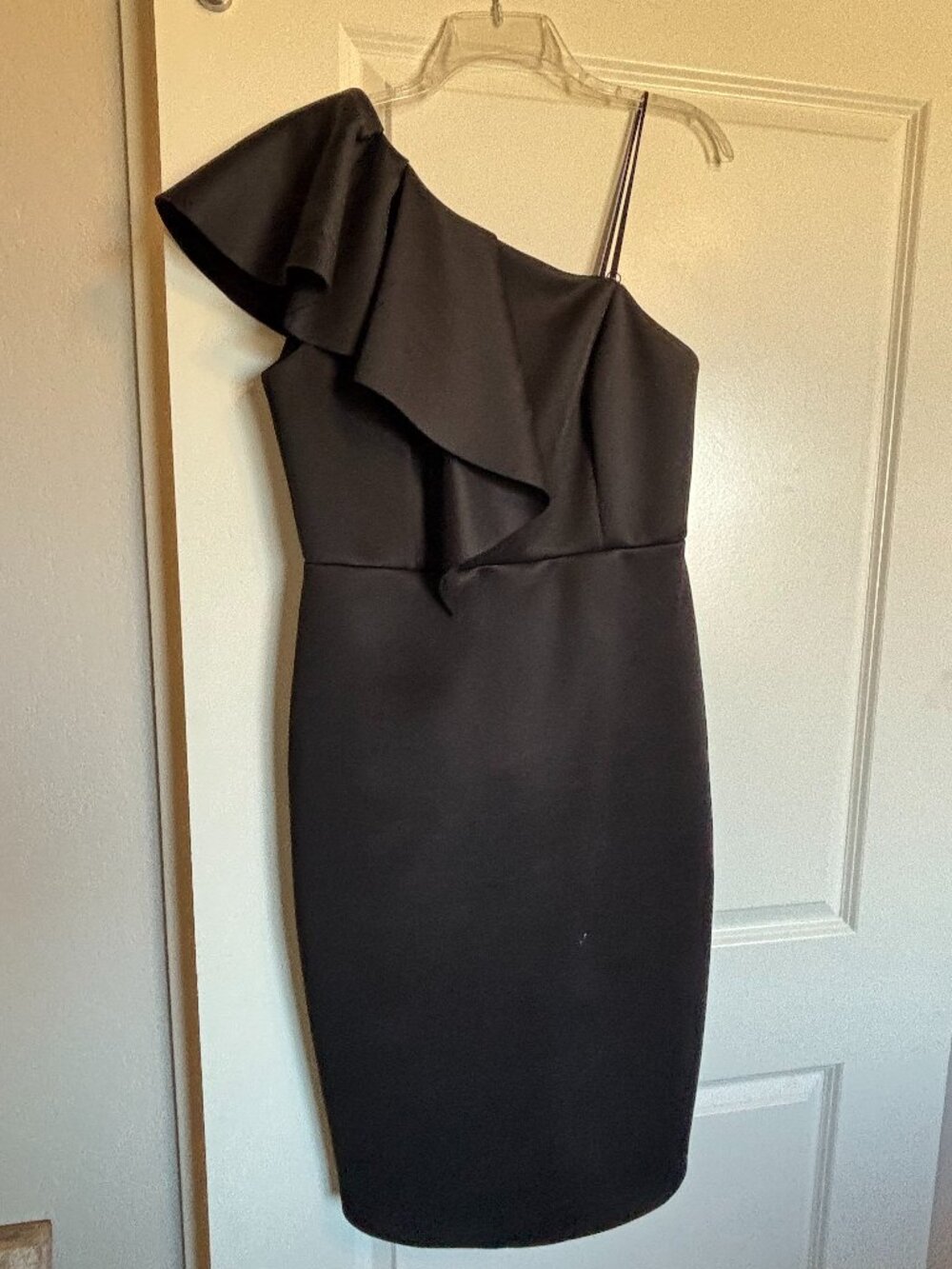 Gianni Bini Black One Shoulder Ruffle Cocktail Dress Size 12